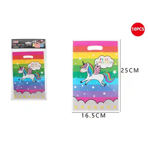 Bolsa Unicornio Arcoiris X 10 Unid