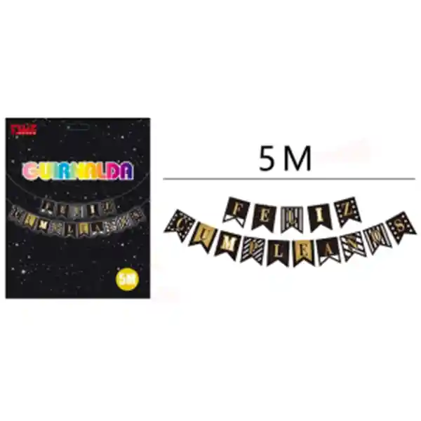 Guirnalda Feliz Cumpleaños Negro - Dorado