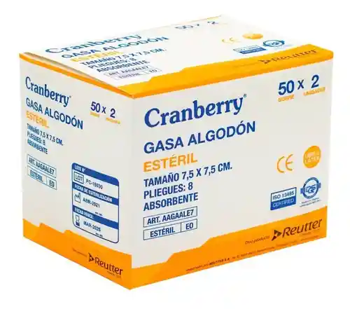 Gasa Esteril Algodon 7.5 X 7.5 8 Pli