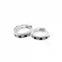 Aros Argolla Mini Circones Blancos Negros Plata Fina 925