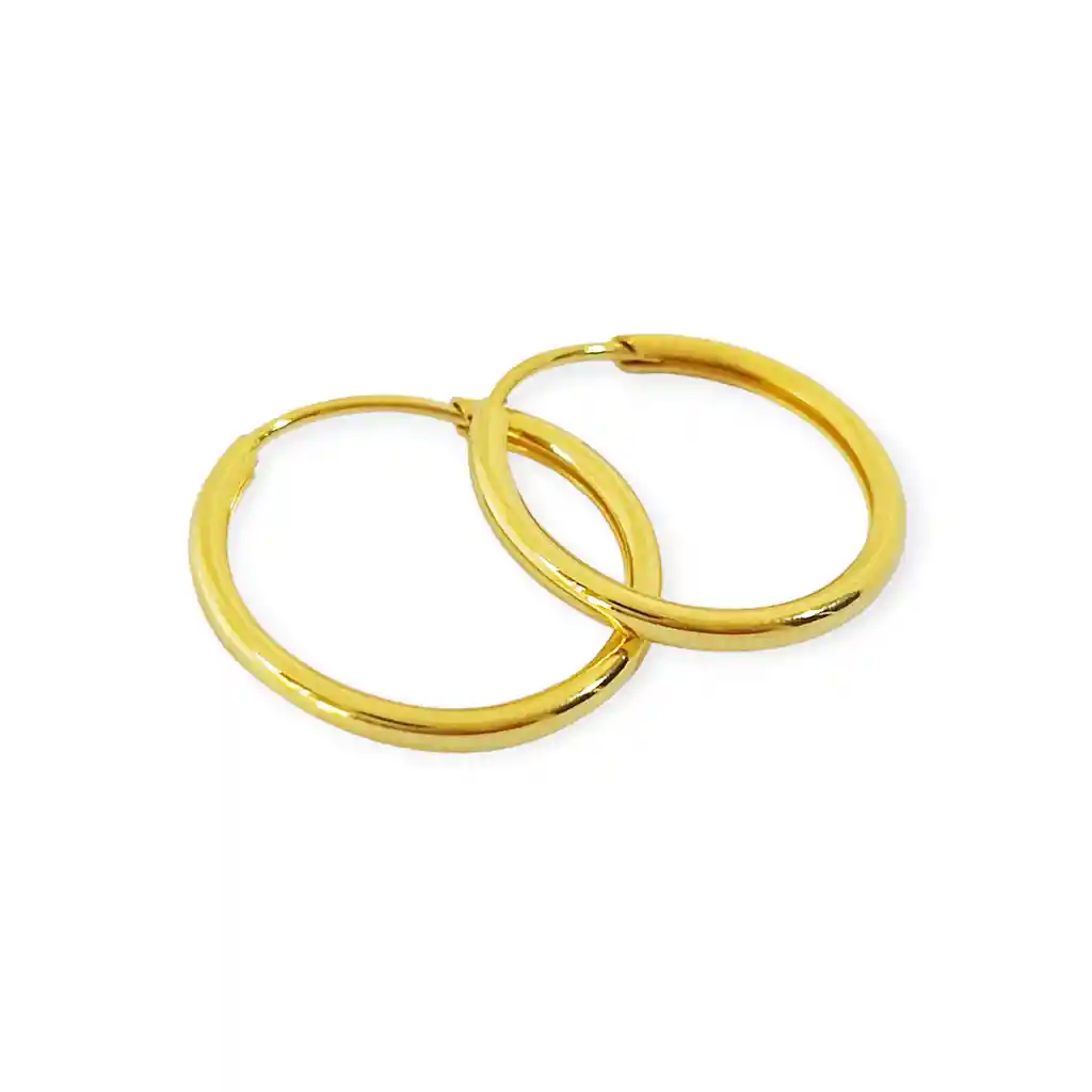 Aros Argollas 16mm Enchapado Oro 18k