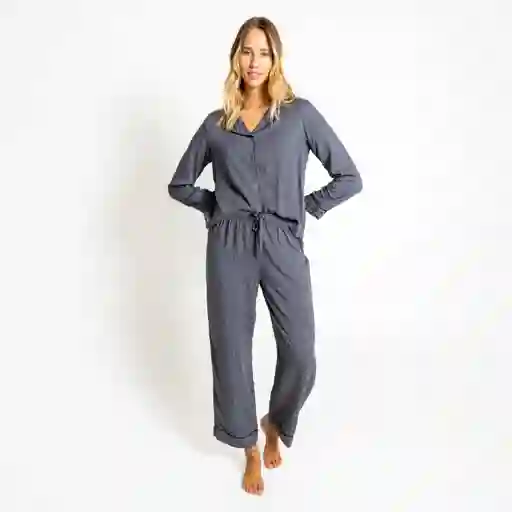 Pijama Mujer Largo Cebra Xl Gris