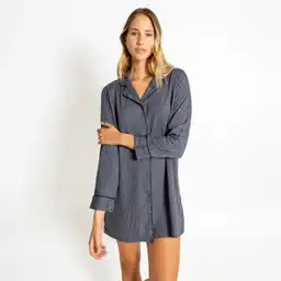 Camisa De Dormir Mujer Cebra Xs Gris