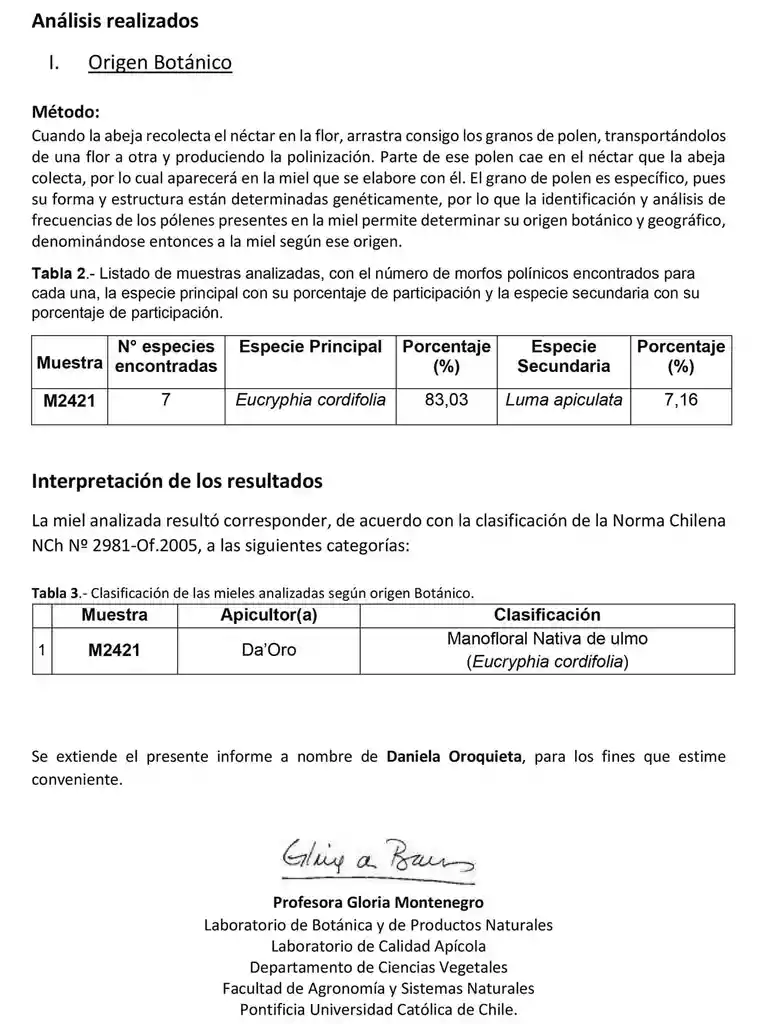 Miel De Ulmo Certificada | Daoro