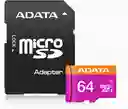 Tarjeta Memoria Adata Micro Sd 64gb Clase 10 Con Adaptador