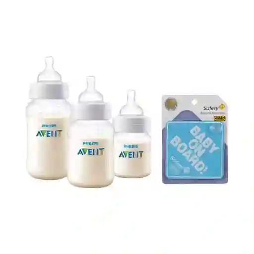 Set Mamadera Anti-colic 125-260-330 Ml + Letrero