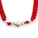 Pulsera Corazón Plata Fina 925 Cordón Rojo