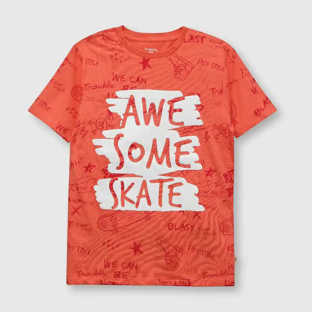 Polera Graffiti De Niño Naranja Talla 12 Años