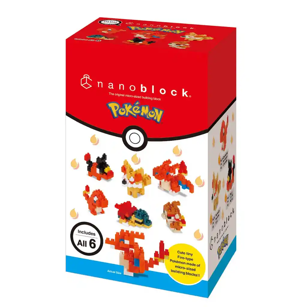 Set 6 Figuras Nanoblock Mininano Serie Pokemon De Bandai - Tipo Fuego