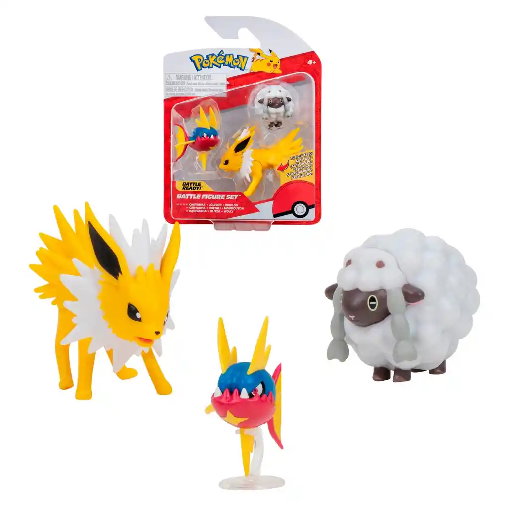 Pack 3 Figuras De 5 A 8 Cm. Pokemon - Wooloo - Carvanha - Jolteon