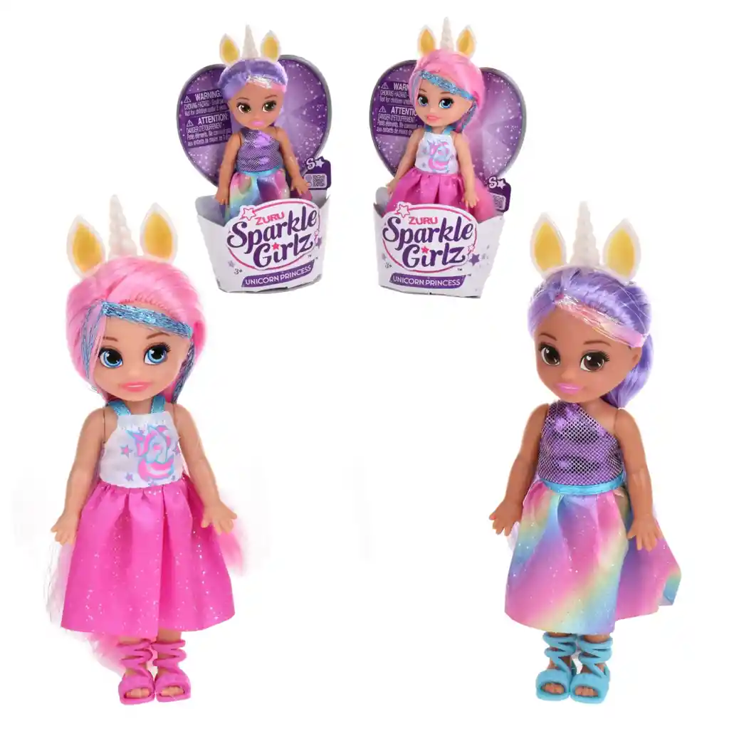 Muñeca 12 Cms Princesa Unicornio Sparkle Girlz De Zuru