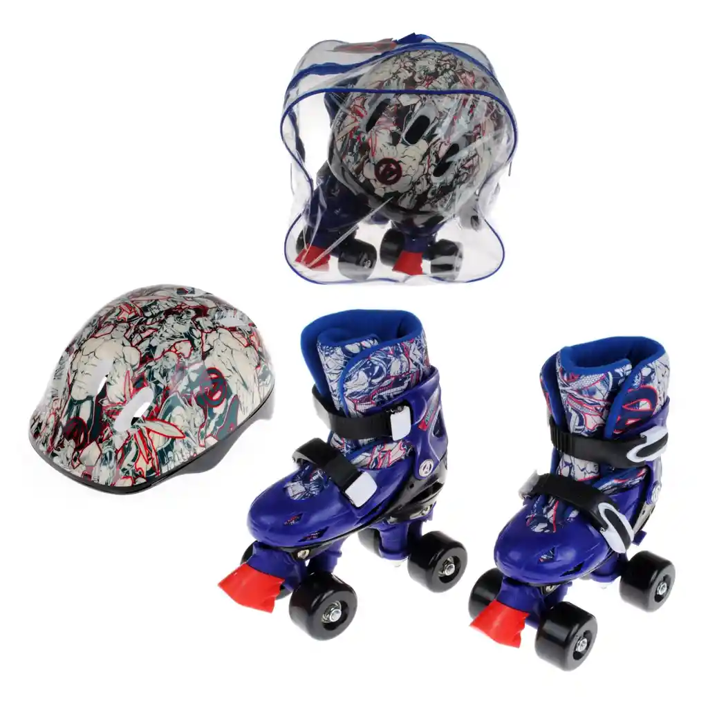 Patines Ajustables N° 31 A 34 Con Casco En Bolso