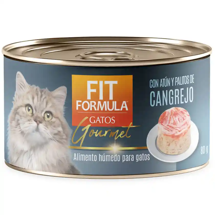 Fit Formula Lata Gourmet Gato Sabor Atun Palito De Cangrejo 85g