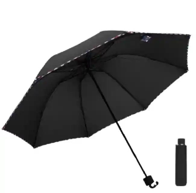 Paragua Plegable Color Negro Impermeable + Funda - (1 Unidad Disponible)