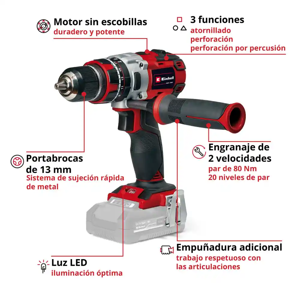 Taladro Percutor Inalambrico Brushless 18v Professional Sin Bateria Pxc Tp-cd 18/80 Li-i Solo