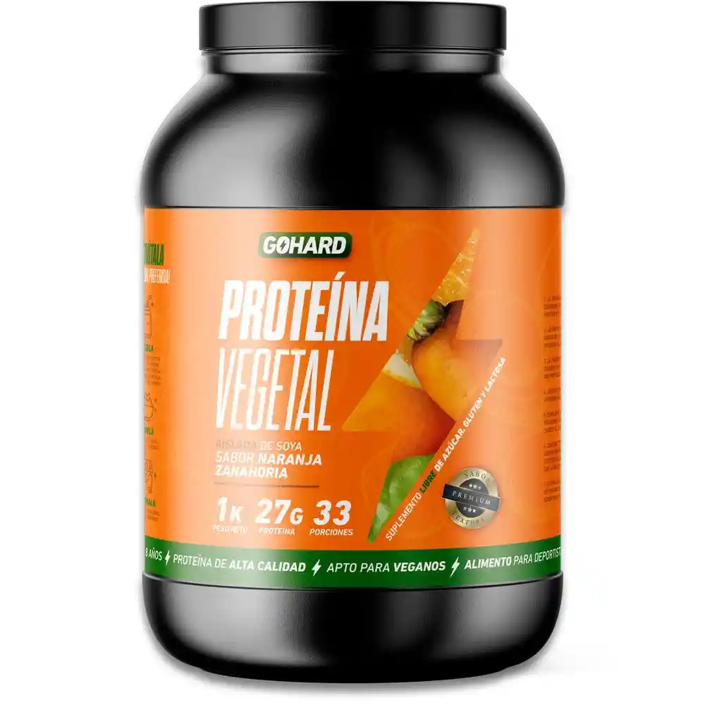 Proteína Vegetal Aislada De Soya Sabor Naranja Zanahoria 1 Kg Marca Gohard