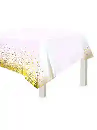 Mantel Blanco Circulos Dorados