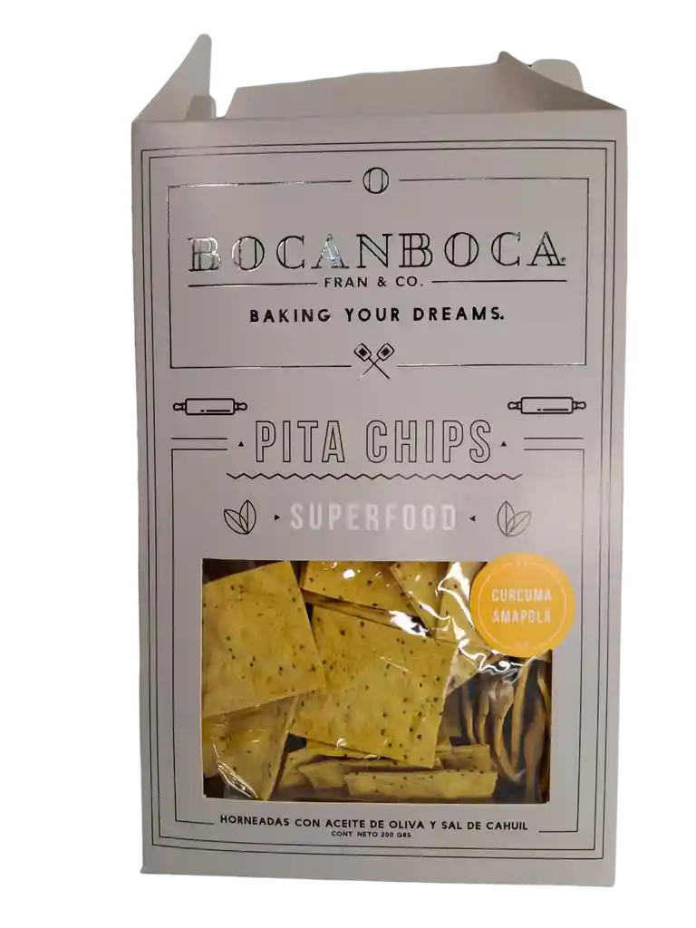 Bocanboca Pita Chips Cúrcuma Amapola 200 Gr