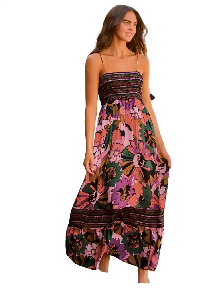 Vestido Largo Maaji Retro Floral Bewitched