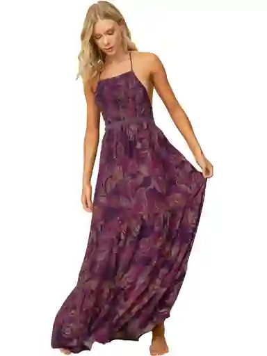 Vestido Largo Maaji Batik Floral Lila