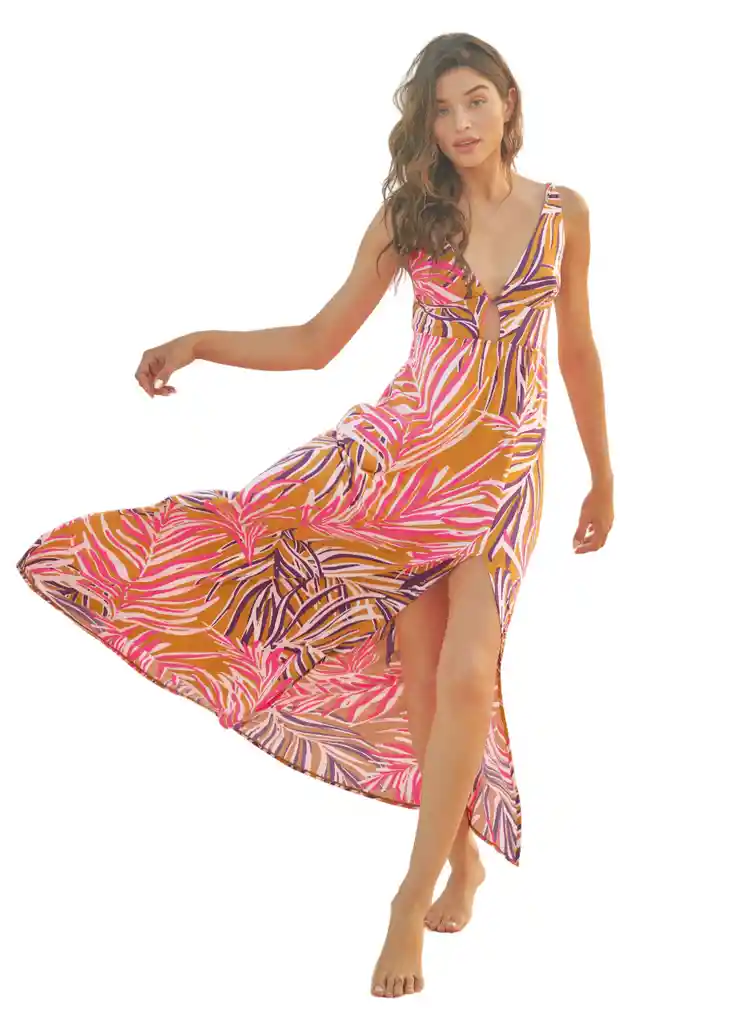 Vestido Largo Maaji Caramel Foliage Crystal