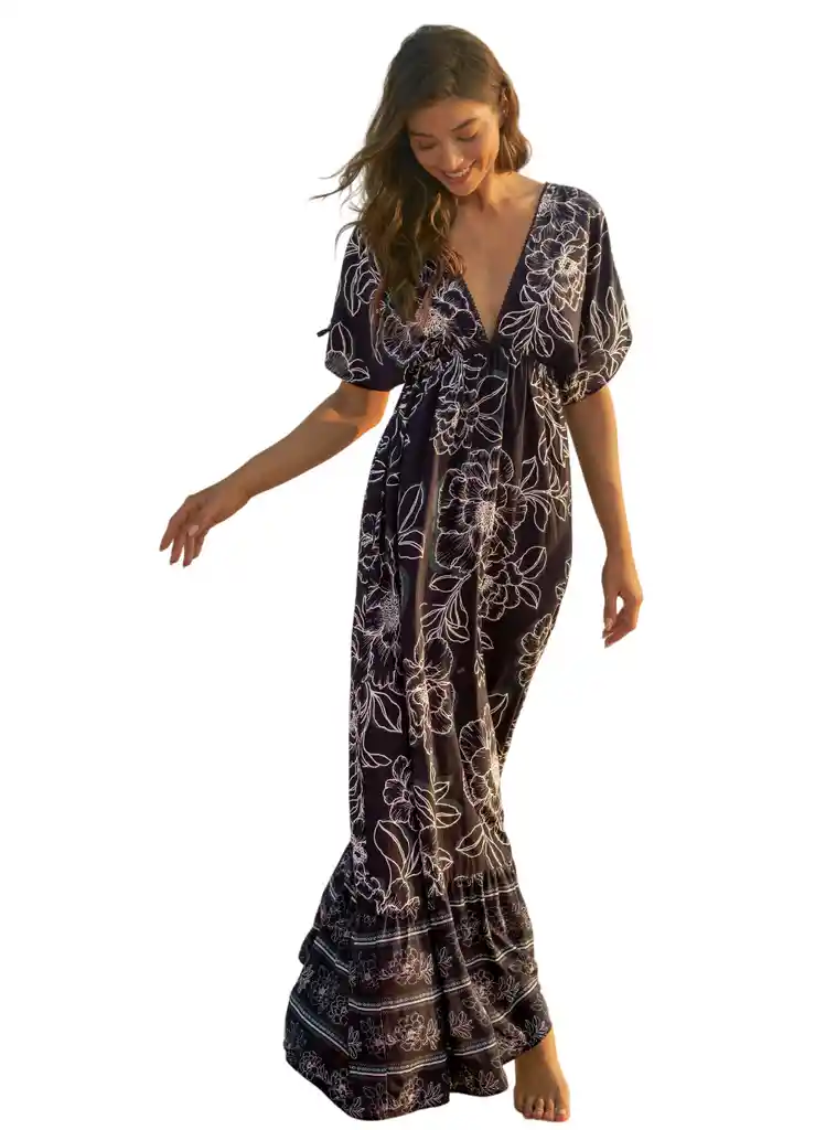 Vestido Largo Maaji Ink Botanicals Serena