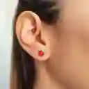 Aros Coral Rojo Redondo Plata Fina 925