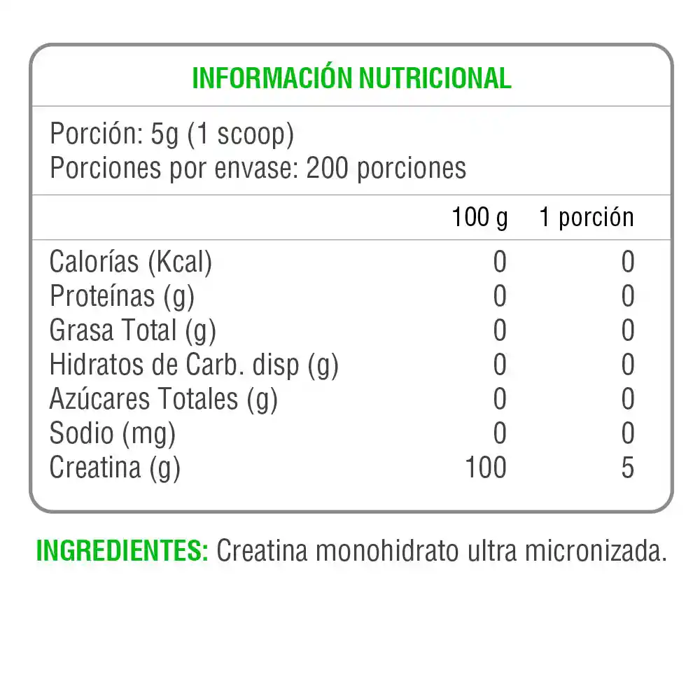 Creatina Monohidratada Micronizada 1 Kg 200 Serv Nutrivital