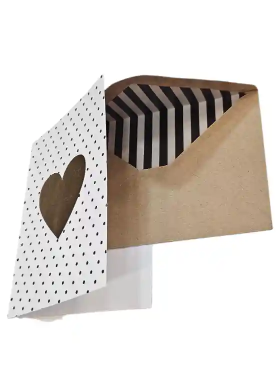 American Crafts Tarjetas De Corazón A7 Y Sobres Kraft Dorados