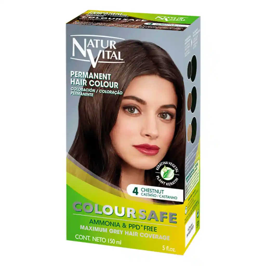 Tintura Permanente Coloursafe Color Castaño N°4 Naturvital