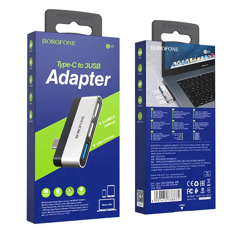 Adaptador Hub Tipo C A 3 Usb - Borofone Dh1