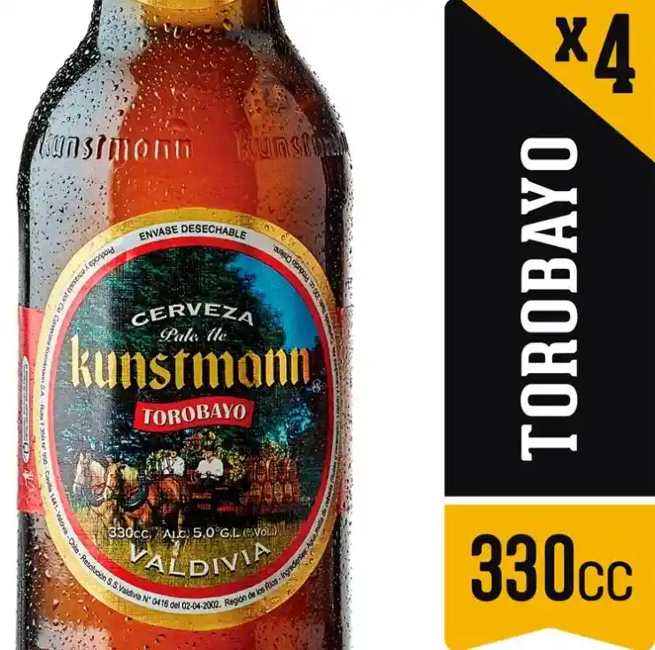 Pack Cerveza Kunstmann Torobayo Botellinx4 330cc