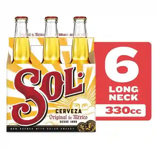 Pack Cerveza Sol Botellinx6 330cc