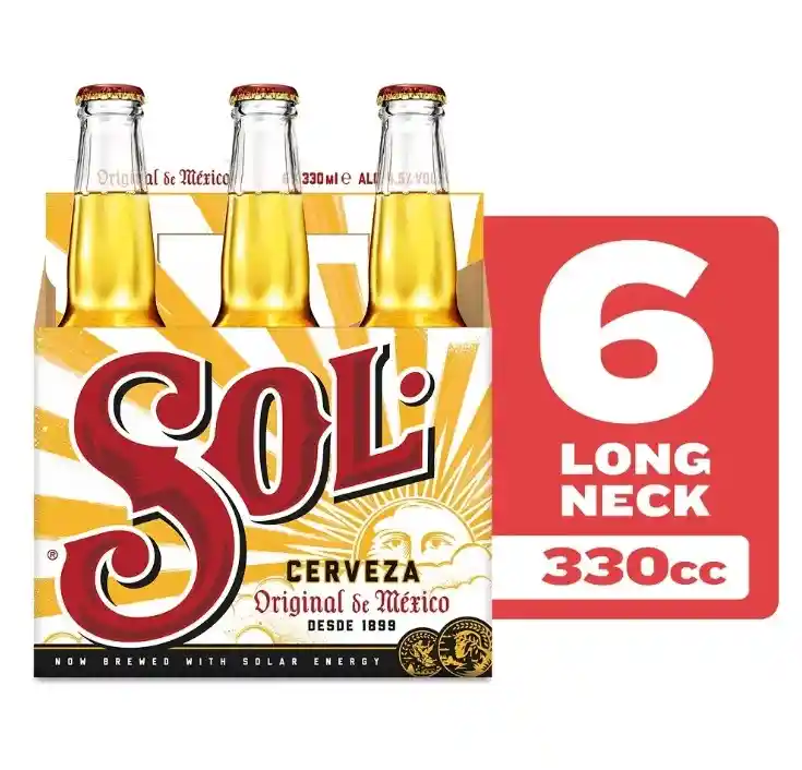 Pack Cerveza Sol Botellinx6 330cc