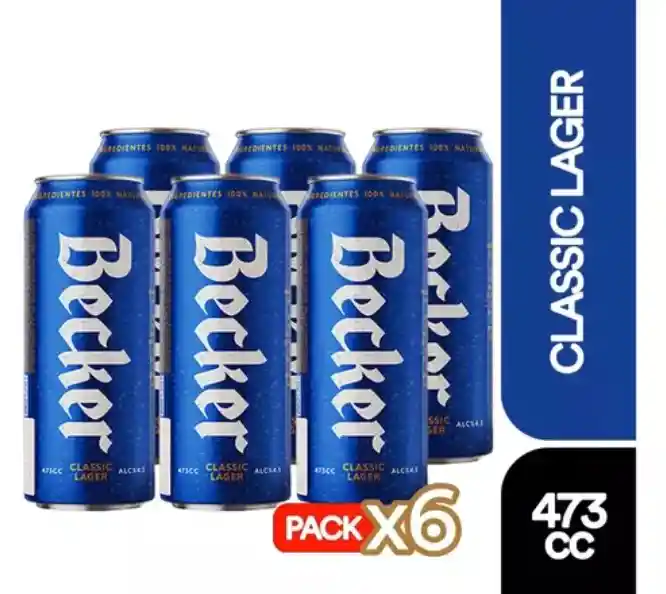 Pack Cerveza Becker Azul Latax6 473cc