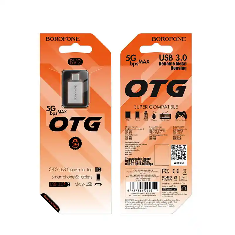 Adaptador Otg Usb A Micro Usb Borofone Bv2