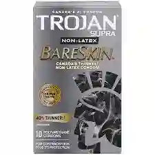 Trojan Bareskin Sin Latex, Preservativo Delgado 10 Unidades