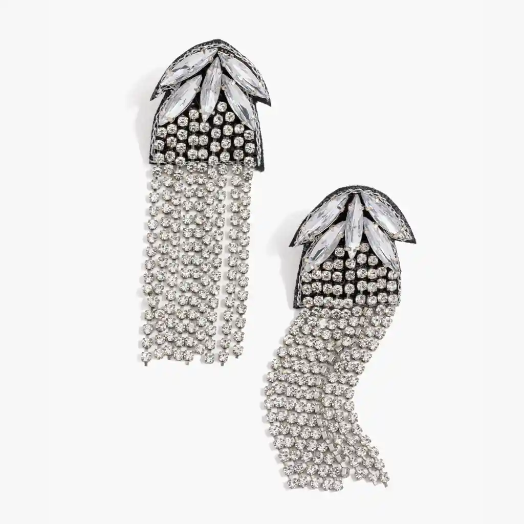 Aros Mujer Con Strass Plateado