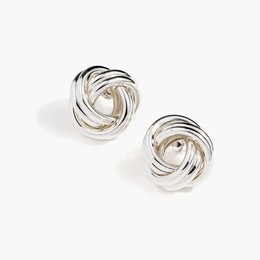 Aros Mujer Nudo Plateado