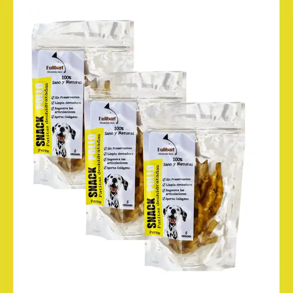 Natural Pack 3 Snack 100%patitas De Pollo Deshidratadas