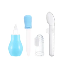 Set Cuidados Bebe Medicina Gotero Cuchara Aspirador Cepillo (celeste)