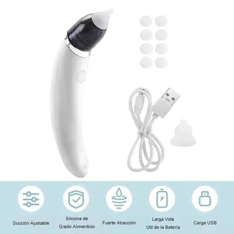 Aspirador Nasal Electrico Para Bebe Saca Mocos Recargable (blanco)