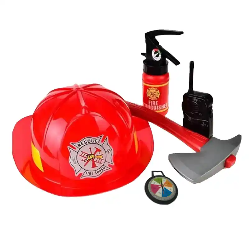 Set Bombero Casco Herramientas Para Niños Juguete Bombero