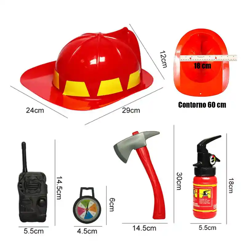 Set Bombero Casco Herramientas Para Niños Juguete Bombero