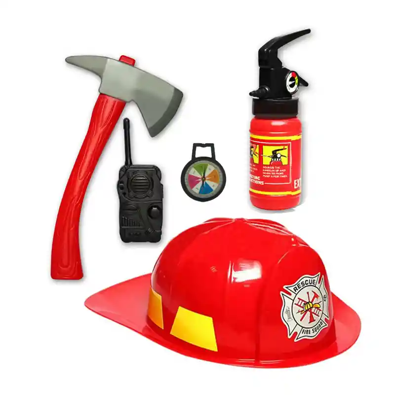 Set Bombero Casco Herramientas Para Niños Juguete Bombero