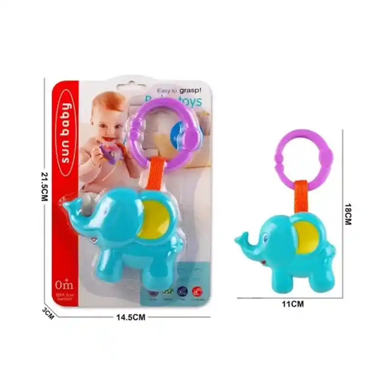 Juguete Sonajero Colgante Para Bebes Movil Cuna Cochecito (elefante Celeste)