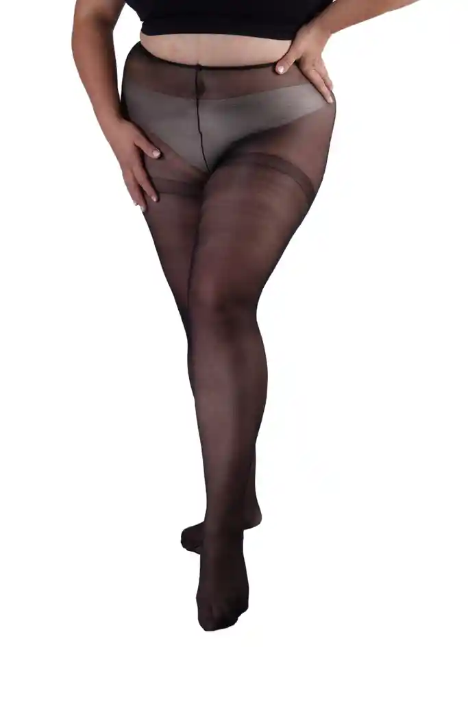 Panty Xxl Nylon 18 Denier Talla Especial Negro