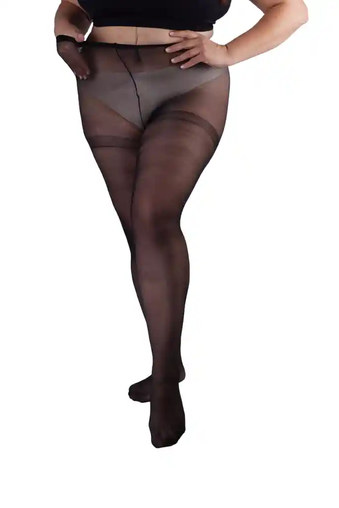 Panty Xxl Nylon 18 Denier Talla Especial Negro