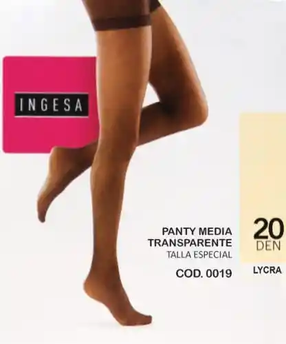 Panty Elasticada Xxl 20 Denier Talla Especial Negro