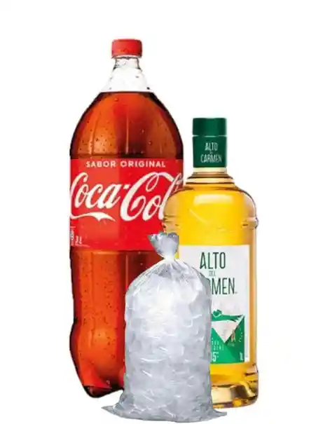 Promo Coca Cola 3 Lt + Pisco Alto 750 Cc + Hielo 1 Kg